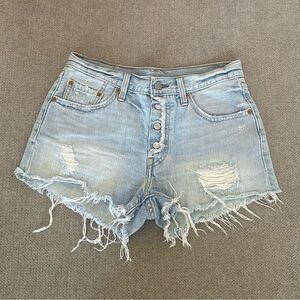 Levi's Light Blue Distressed Denim Cutoff Shorts